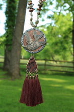 Load image into Gallery viewer, ARB- Huge Bird Pendant Cheetah Tassel Necklace