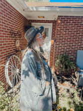Load image into Gallery viewer, Oversized Denim Flower Patchwork Kimono