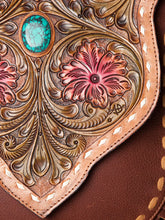 Load image into Gallery viewer, American Darling- Leather Floral Hand Tooled Pink Floral