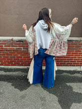 Load image into Gallery viewer, BLUE- Crochet Mesh Side Panel Wide Leg Jean