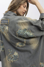 Load image into Gallery viewer, Oversized Denim Flower Patchwork Kimono