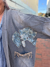 Load image into Gallery viewer, Oversized Denim Flower Patchwork Kimono