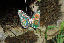Load image into Gallery viewer, Necklace- Butterfly Vintage Tin Greens