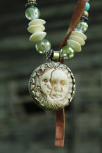 Load image into Gallery viewer, ARB- Moon/Sun Bone Carved Necklace