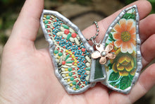 Load image into Gallery viewer, Necklace- Butterfly Vintage Tin Greens