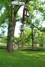 Load image into Gallery viewer, ARB- Bone Carved 2 Sided Buffalo/Indian Coin Turquoise Necklace