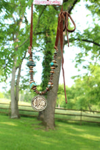 Load image into Gallery viewer, ARB- Bone Carved 2 Sided Buffalo/Indian Coin Turquoise Necklace