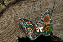 Load image into Gallery viewer, Necklace- Butterfly Vintage Tin Greens