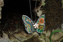 Load image into Gallery viewer, Necklace- Butterfly Vintage Tin Greens