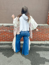 Load image into Gallery viewer, BLUE- Crochet Mesh Side Panel Wide Leg Jean