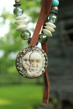 Load image into Gallery viewer, ARB- Moon/Sun Bone Carved Necklace