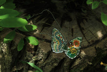 Load image into Gallery viewer, Necklace- Butterfly Vintage Tin Greens