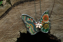 Load image into Gallery viewer, Necklace- Butterfly Vintage Tin Greens