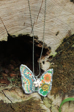 Load image into Gallery viewer, Necklace- Butterfly Vintage Tin Greens