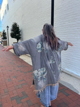 Load image into Gallery viewer, Oversized Denim Flower Patchwork Kimono
