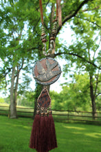Load image into Gallery viewer, ARB- Huge Bird Pendant Cheetah Tassel Necklace