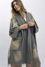 Load image into Gallery viewer, Oversized Denim Flower Patchwork Kimono