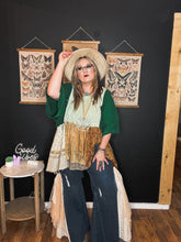 Load image into Gallery viewer, BLUE- Crochet Mesh Side Panel Wide Leg Jean