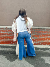 Load image into Gallery viewer, BLUE- Crochet Mesh Side Panel Wide Leg Jean