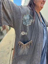 Load image into Gallery viewer, Oversized Denim Flower Patchwork Kimono