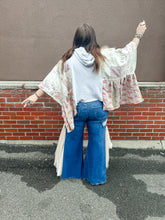 Load image into Gallery viewer, BLUE- Crochet Mesh Side Panel Wide Leg Jean