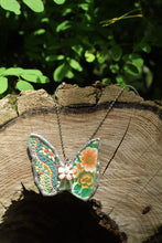 Load image into Gallery viewer, Necklace- Butterfly Vintage Tin Greens