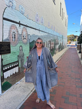 Load image into Gallery viewer, Oversized Denim Flower Patchwork Kimono