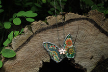 Load image into Gallery viewer, Necklace- Butterfly Vintage Tin Greens
