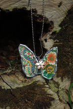 Load image into Gallery viewer, Necklace- Butterfly Vintage Tin Greens