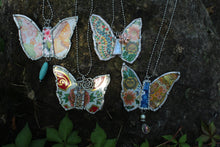 Load image into Gallery viewer, Necklace- Butterfly Vintage Tin Greens