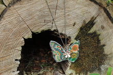 Load image into Gallery viewer, Necklace- Butterfly Vintage Tin Greens