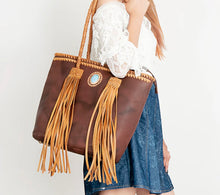 Load image into Gallery viewer, American Darling- Dark Leather Tote