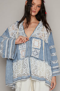 POL- Denim Lace Crochet Jacket