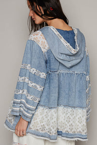 POL- Denim Lace Crochet Jacket