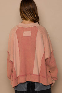 POL- Peach Knotched Sweater