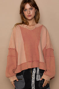 POL- Peach Knotched Sweater