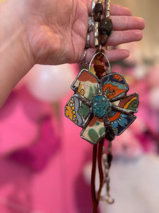 Necklace- Vintage Tumbled Mexican Tile Flower