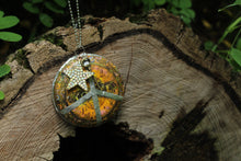 Load image into Gallery viewer, Necklace- Vintage Coffee Lid Tin Peace Sign
