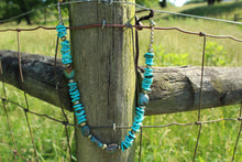 Load image into Gallery viewer, Necklace- Chunky Turq • Genuine Leather Necklace
