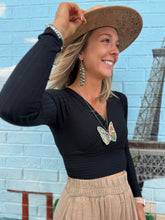 Load image into Gallery viewer, Zenana- Black Ribbed Crossover Crop Top
