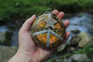 Necklace- Vintage Coffee Lid Tin Peace Sign
