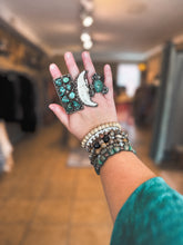 Load image into Gallery viewer, Rings- Tibetan Silver Turquoise Flower Adjustable 1 Stone
