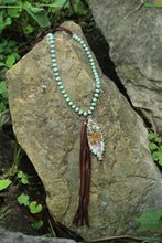 Load image into Gallery viewer, Necklace- Vintage Tin Pendant Genuine Leather

