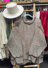 Load image into Gallery viewer, Zenana- Curvy Brown Ribbed Side Slit Sweater
