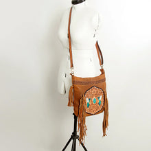 Load image into Gallery viewer, American Darling- Blue Hand Tooled Humming Bird Crossbody
