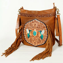 Load image into Gallery viewer, American Darling- Blue Hand Tooled Humming Bird Crossbody
