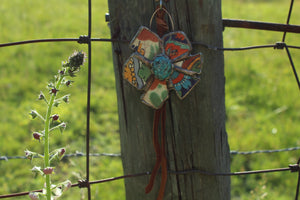 Necklace- Vintage Tumbled Mexican Tile Flower