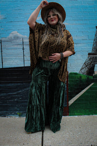 Bottoms- Green Velvet Wide Leg Pants
