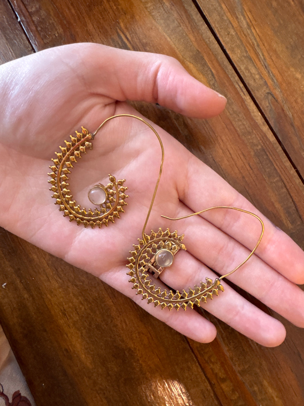 BOHO GAL EARRINGS- Clear Quartz Brass Earrings