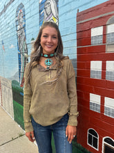 Load image into Gallery viewer, Zenana- Mocha Washed Baby Waffle Henley
